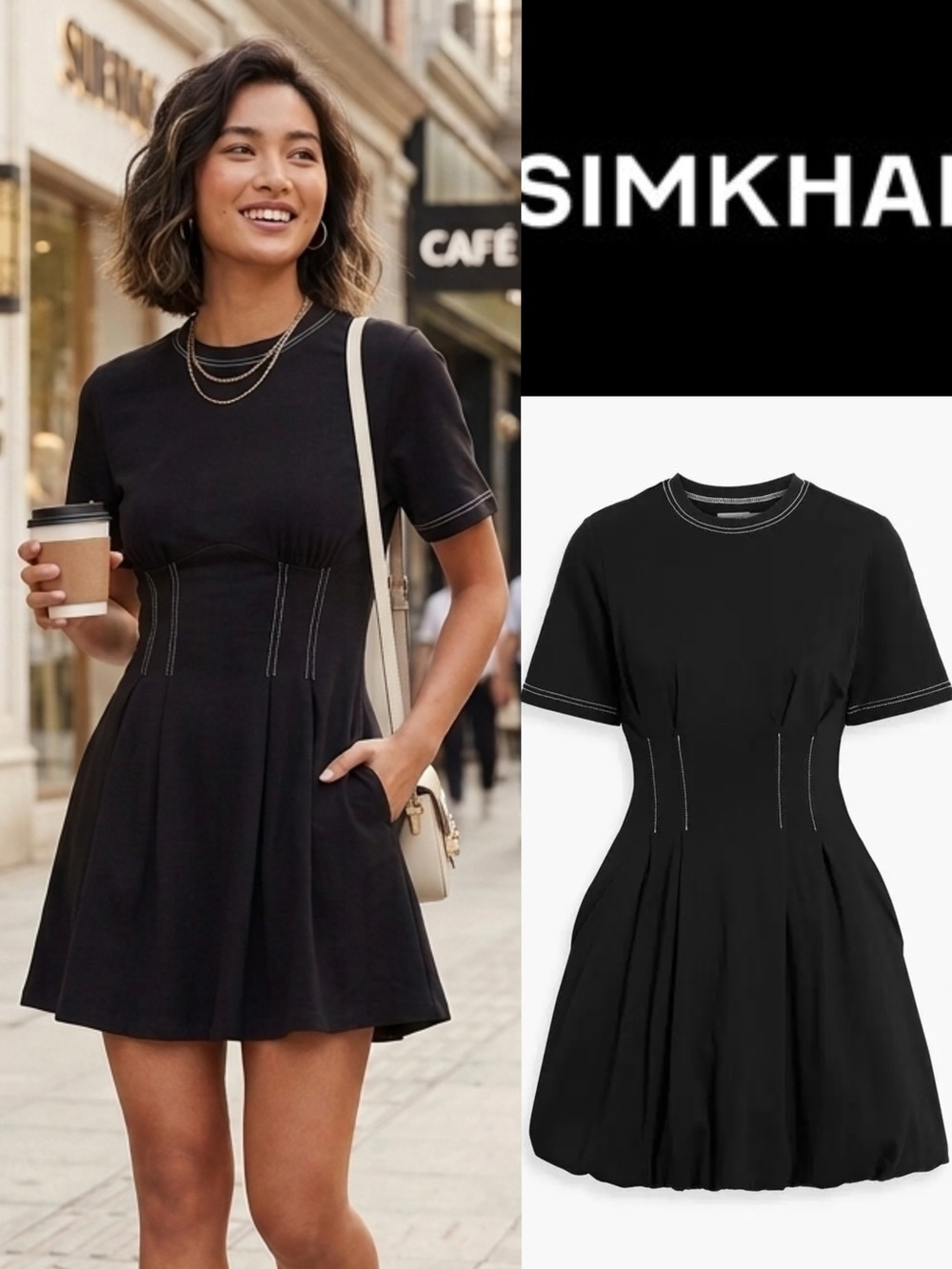 Simkhai Pearson Contrast Stitches Jersey Mini Dress size xs